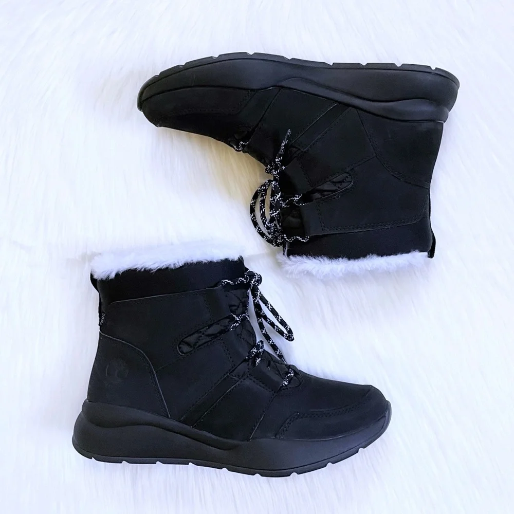 Timberland Women’s Boroughs Project Black Waterproof Winter Pull On Boots - Picture 5 of 7